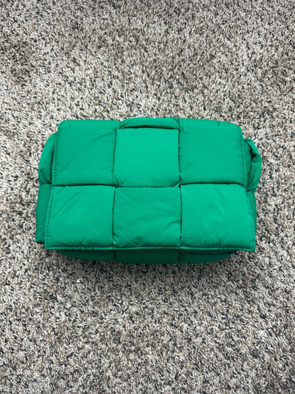 Green Quilted Puffer Crossbody Bag